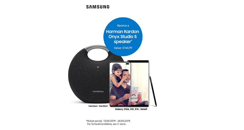 Samsung Father's Day Promotion - Onyx Studio 5 speaker | Docks Bruxsel | Shopping Center in Brussels